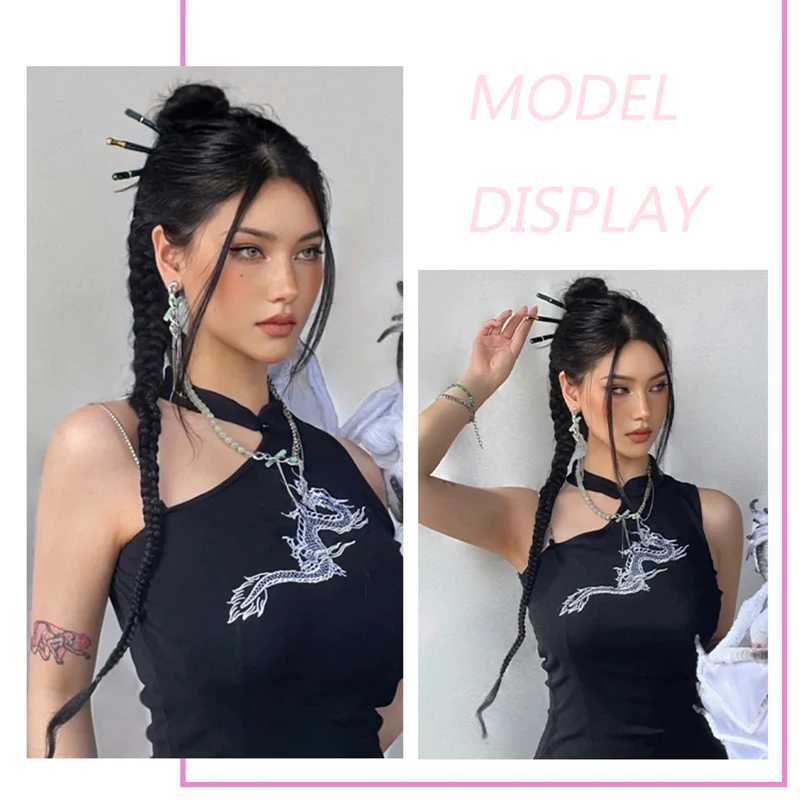 Wigsin synthetic wig womens long ponytail boxing twisted long braid sweet cool girl hot girl hair W240817