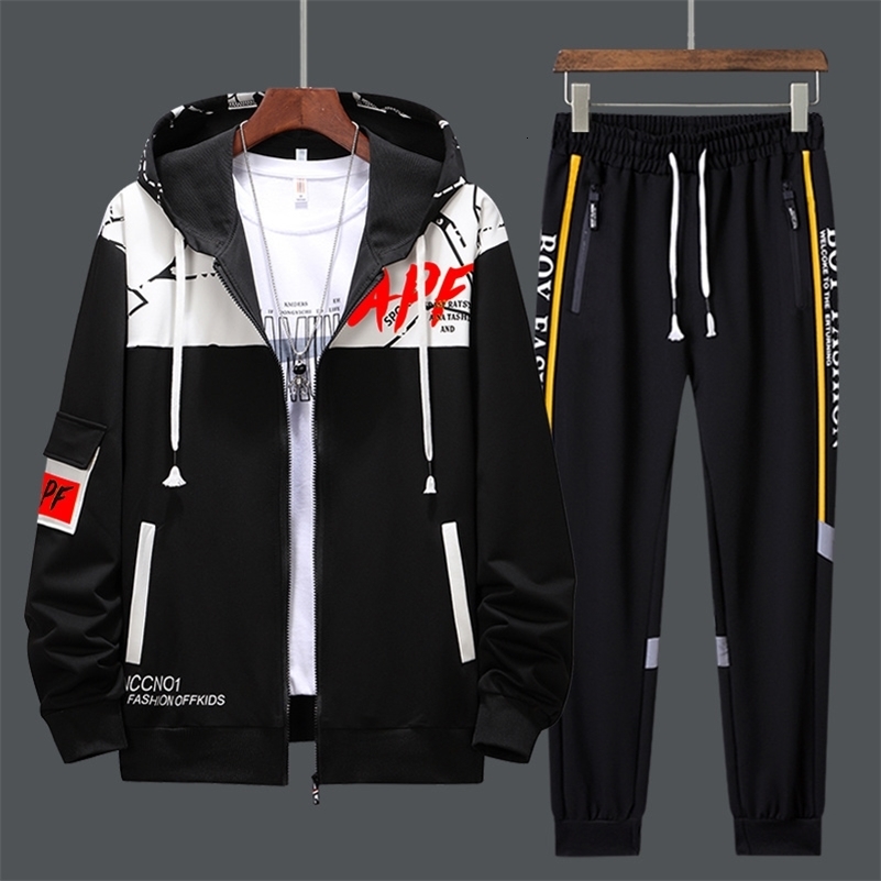 Men Tracksuits 2 Piece Sweat Suits Mens Zipper Cardigan Printing Sweatshirts Sweatpants Sets Student Husband Sports Clothing 240819