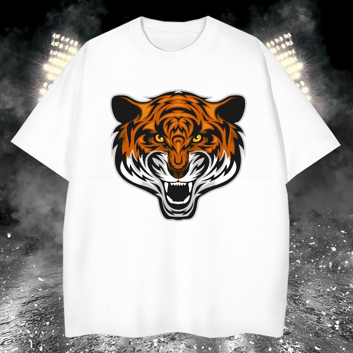 Cool T Shirts Men tiger Crew Neck Breathable Sport Graphic 100% Cotton 230g Men Tshirts 2024 Tops