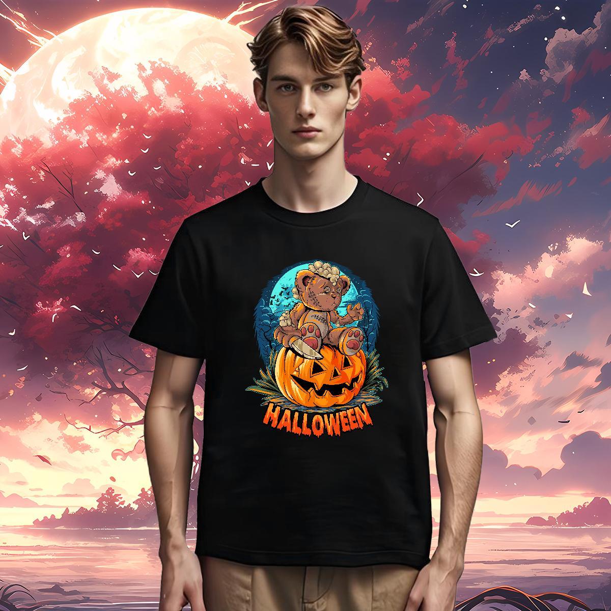 T Shirt For Man 100% Cotton 230g halloween Home Outdoor Breathable DIY Printed Tshirt for Man Woman Customized Wholesale Tees Shirts