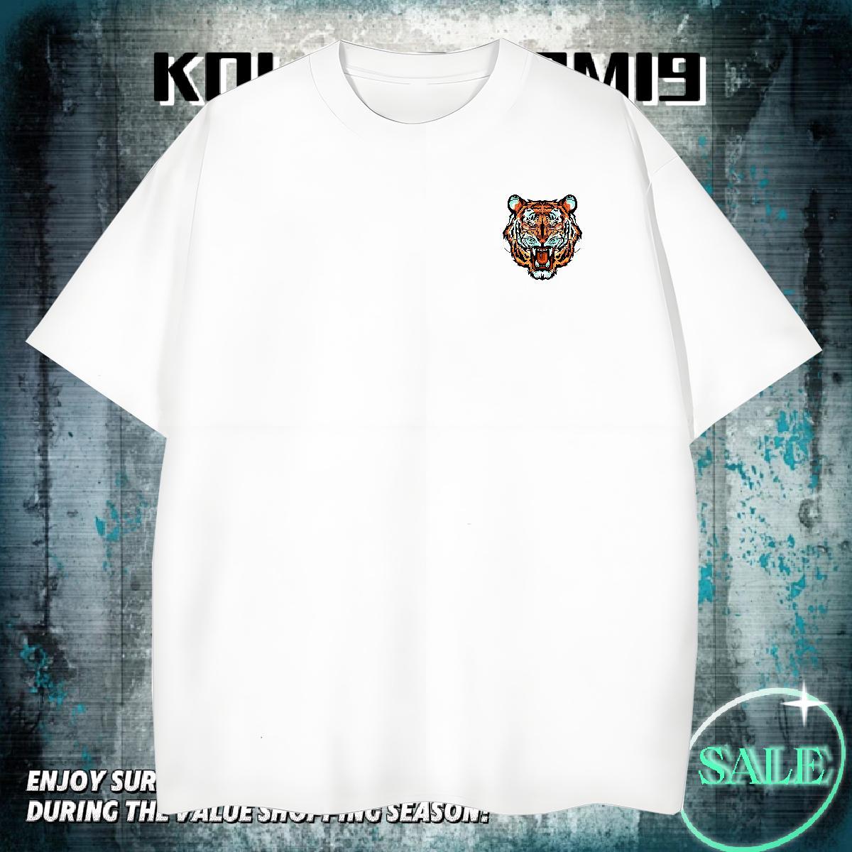Popular Men Clothes T-Shirt Beach 100% Cotton 230g Oversized Breathable Crew Neck tiger Men T Shirts Fashion Design Polos