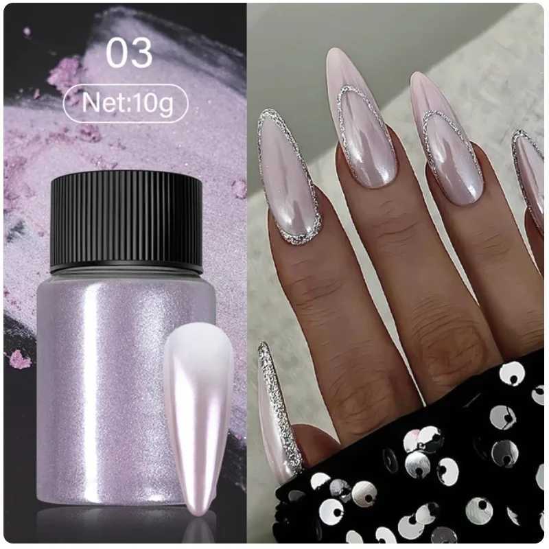 Cherry Pink Chrome Pearl Nail Powder Gradient Mirror Effect Nail Art Glitter Auroras Rubbing Dust Nail Art Manicure DecorXJ240815