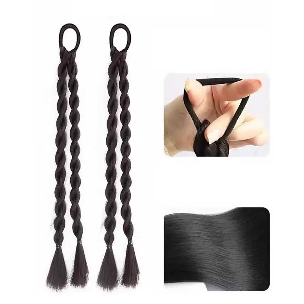 Y2K twisted braid long hair synthetic wig sweet girl simulation boxing ponytail hair extension 50cm W240817