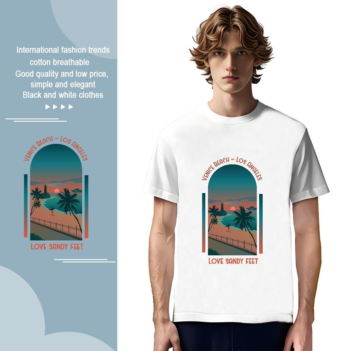 High Quality sea 100% Cotton 230g Tshirts Spring Summer Breathable Short Sleeve Man T Shirts Designer Fashion Custom Cartoon Clothes
