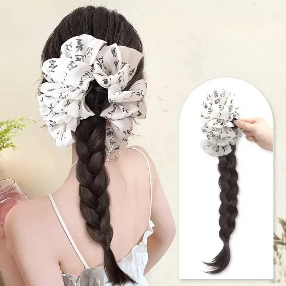 Chinese style grip clip synthetic ponytail wig natural simulation twisted braided hair extension 40cm W240817