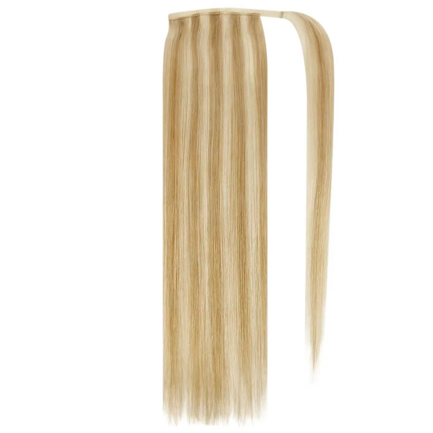 VeSunny human hair ponytail light blonde blend golden real hair ponytail extension high gloss golden ponytail hair 80g W240817