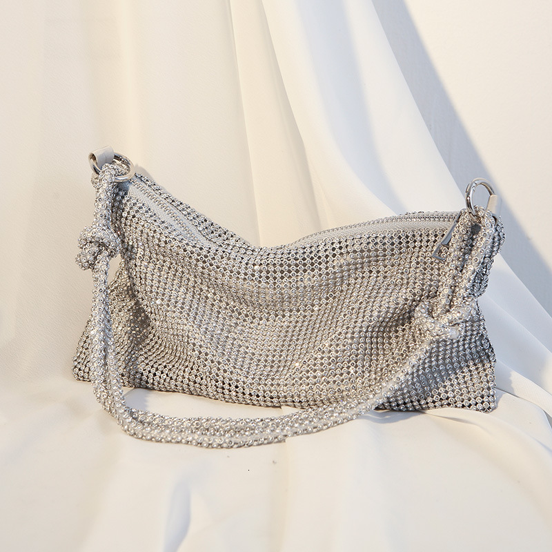 New Knotted Water Full Dinner Handmade Diamond Embedding Underarm Bag Banquet Handbag for Women