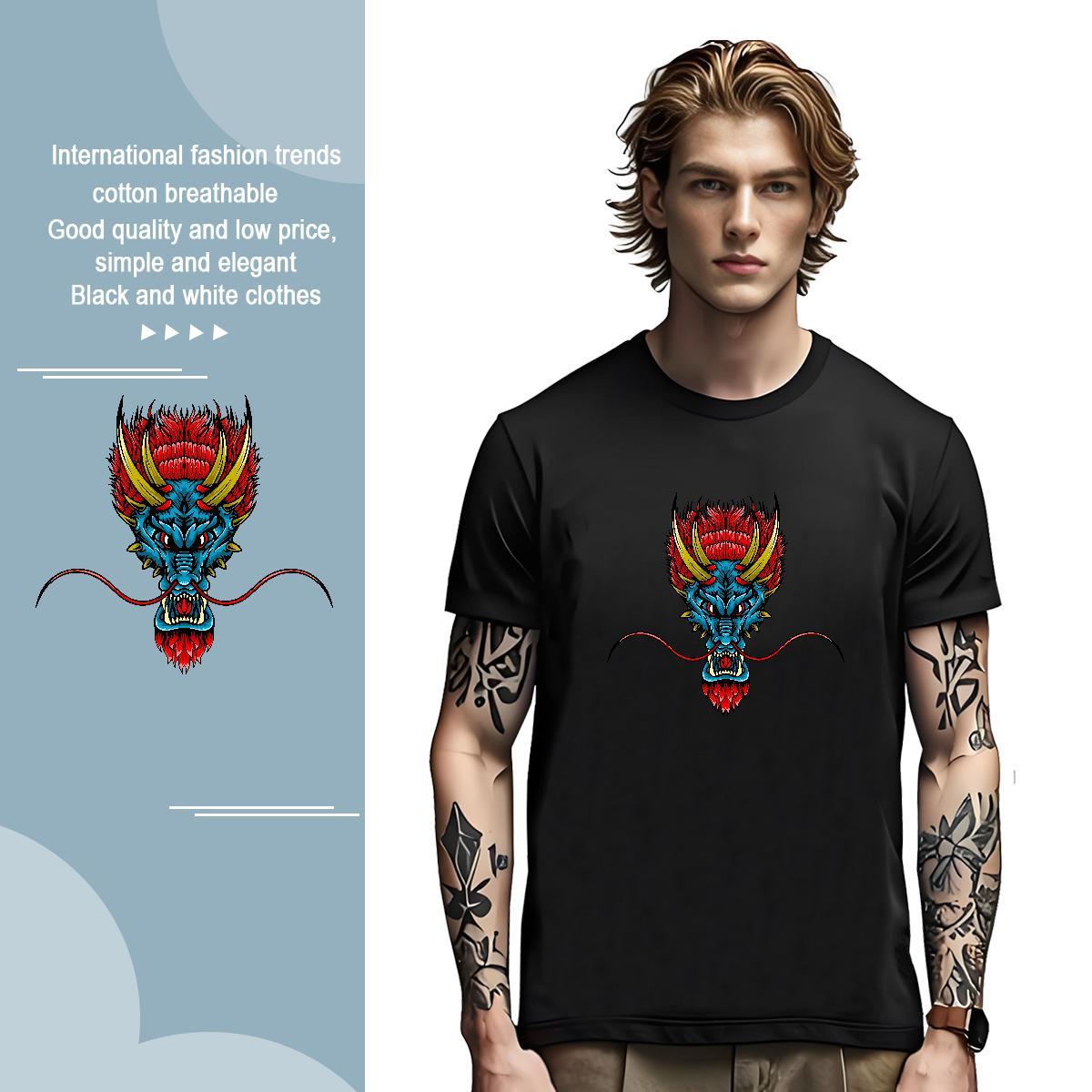 T-Shirts for Men 100% Cotton 230g fierce Beach O Neck Short Sleeves Anime Mens Tshirts New Arrival Comfortable Tops Tees