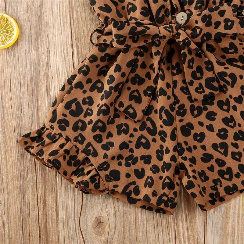 2020 Summer Baby Girl Clothing Leopard Coat 4-Color Sleeveless Button Shorts jumpsuit Fashion Set W240806