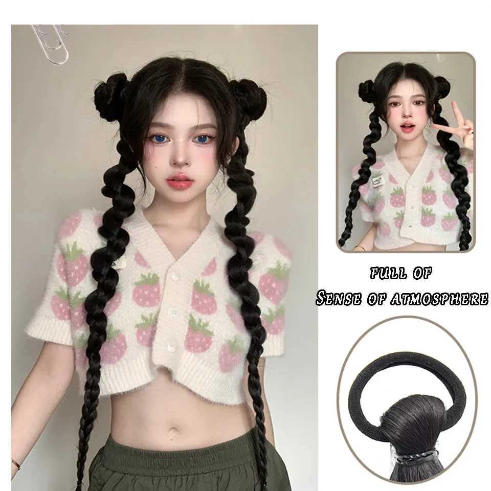 EASTSECRET wig ponytail female internet celebrity twisted brain sweet and spicy girl boxing brain circulation style double long brain W240817