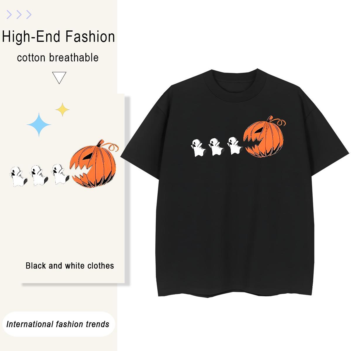 2024 Men Tops Tees pumpkin Street Wear 100% Cotton 230g Tops Shirt Short Sleeve Soft Free Shipping Man T Shirts Floral Print