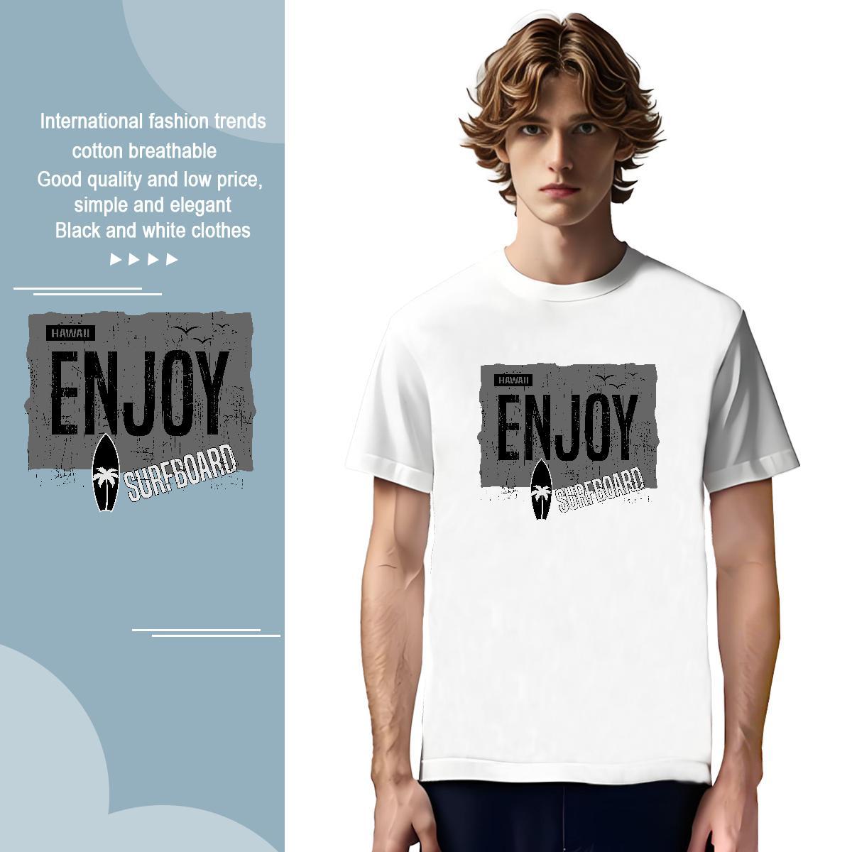 Designer enjoy Man T Shirts High Street Hip Hop Men Clothes T-Shirt 230g Pure Cotton 2024 Designer Breathable Crew Neck Oversized 3XL 4XL Tshirts