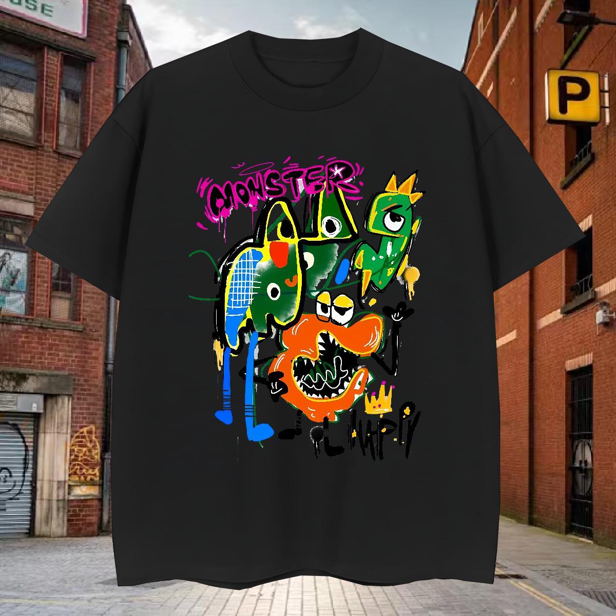 Man T Shirts 100% Cotton 230g cartoon Daily Wear Round Neck Short Sleeve Oversized 4XL Tshirts Fashion New Unisex Clothes