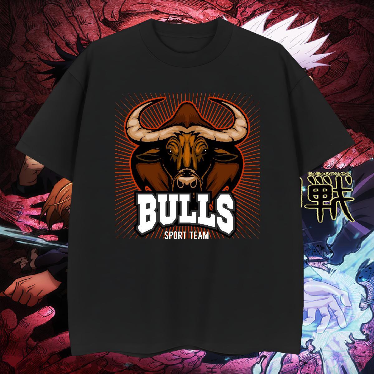 Unisex Mens T Shirts bull O-Neck Short Sleeve Street Custom Printed 230g Cotton Tshirts Classic Tops Shirt