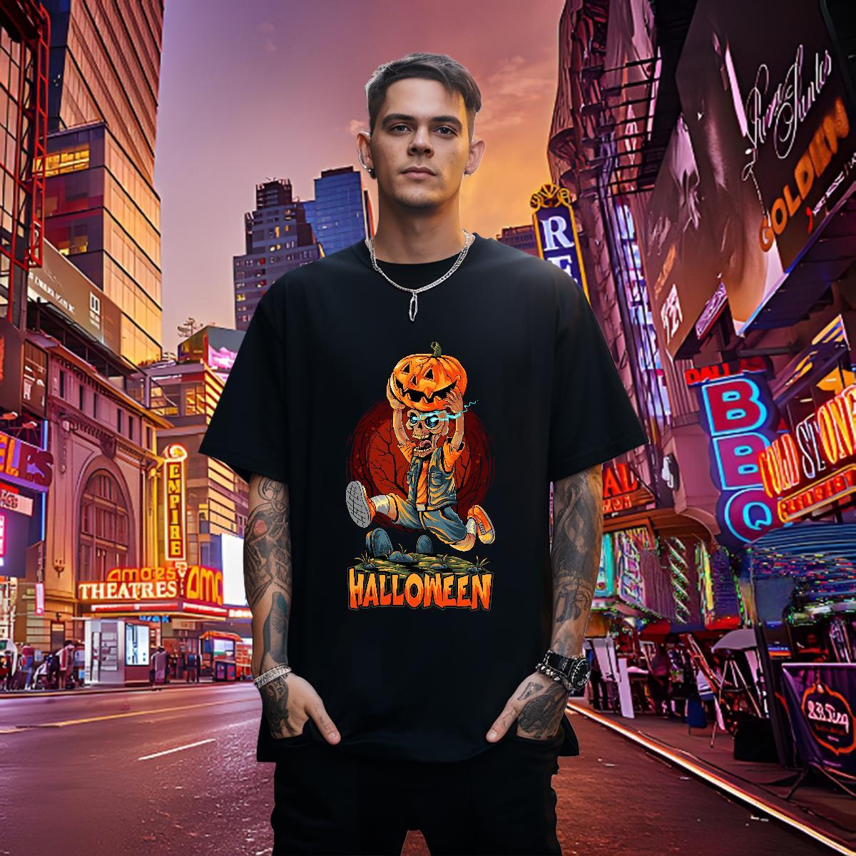 TOP Quality Man T Shirts halloween Breathable Short Sleeve Anime Printing Street Oversized 3XL 4XL 230g Cotton Tshirt for Man Woman 2024 New Tshirts