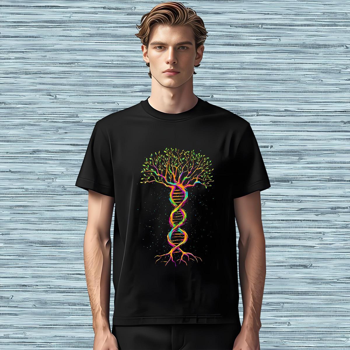 Casual New Mens Tshirts tree Daily Wear 230g Pure Cotton Tees Short Sleeve O-Neck Loose Fit T-Shirts for Men Plus Size Cartoon