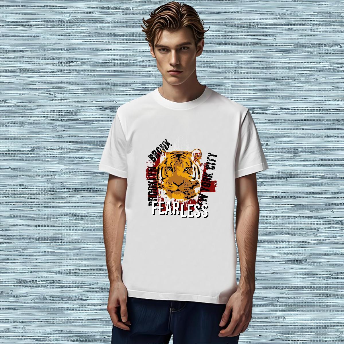 Soft Men T Shirts tiger Breathable Soft Beach Asian Size 230g Cotton Men Tops Tees DIY Wear