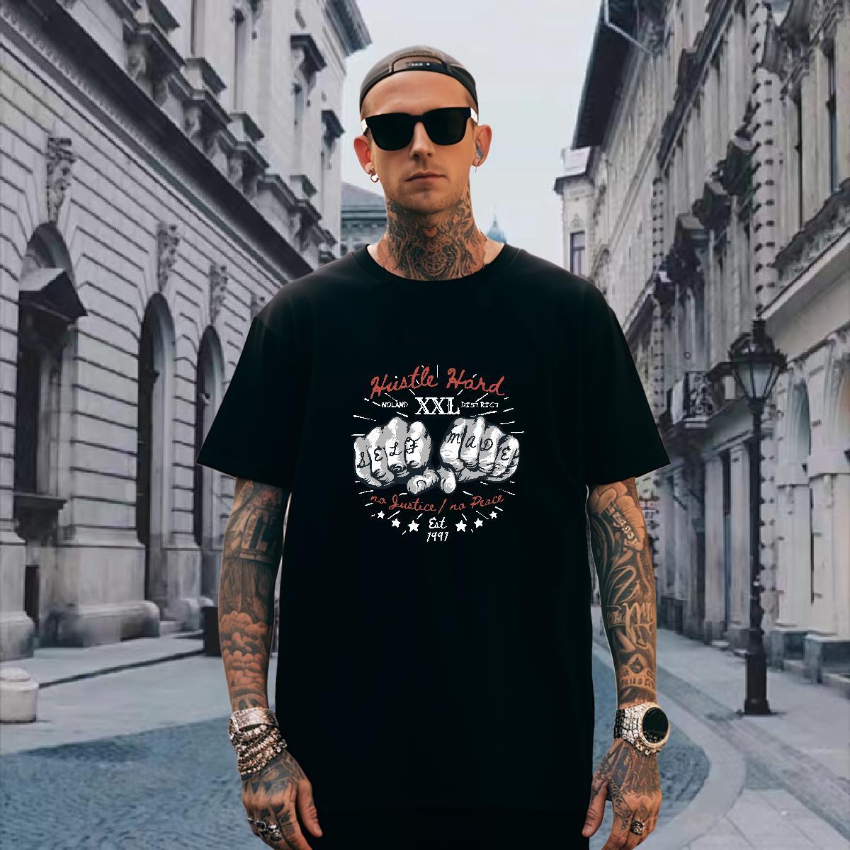 T-Shirts 230g Pure Cotton hand- Anime Printing Street O-Neck Short Sleeve Plus Size Custom Mens Tshirts 2024 Summer Free Shipping Clothings