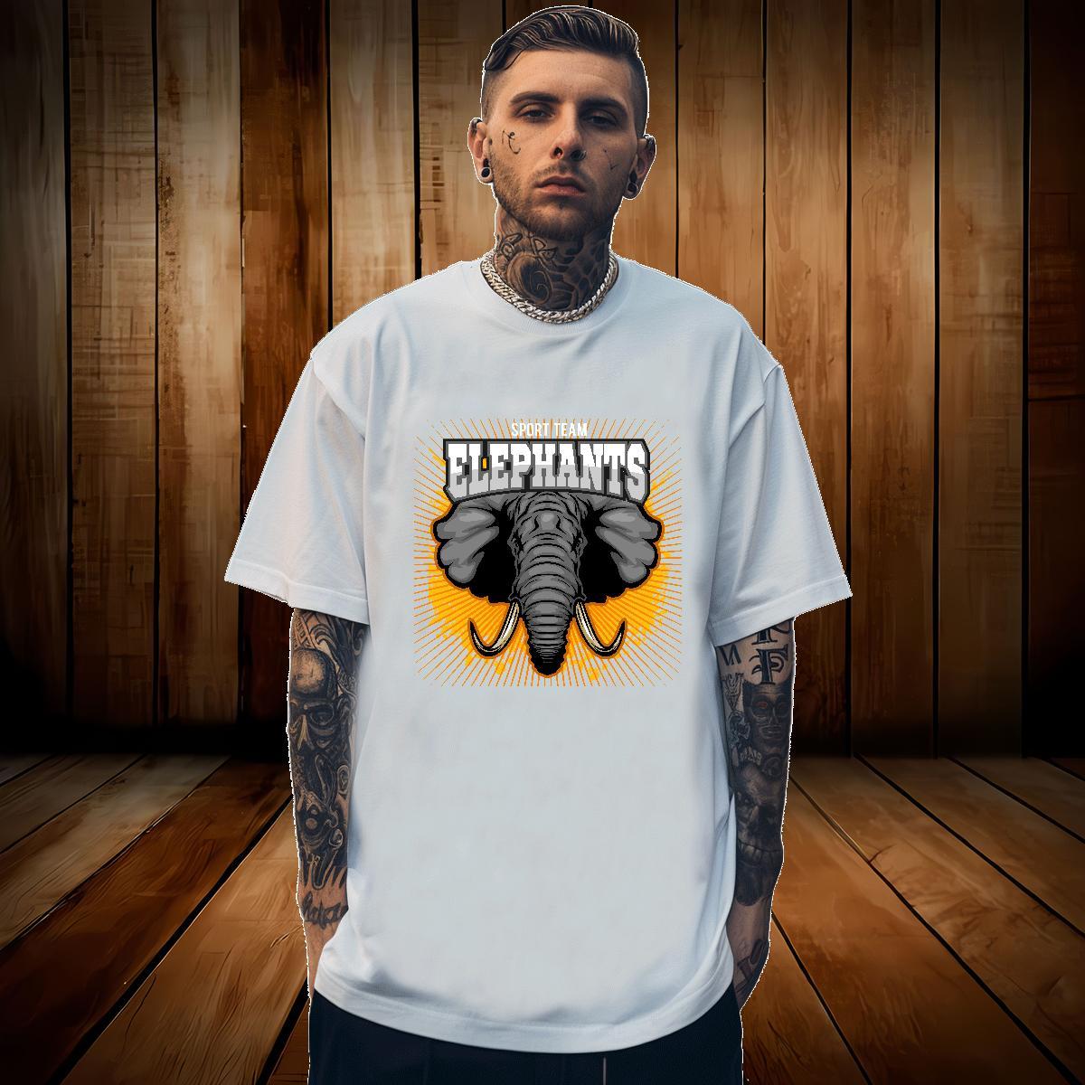 T Shirts Men 100% Cotton 230g elephant Casual Beach Breathable Soft Custom Printing Mens Tshirts Free Shipping Unisex Tops Tees
