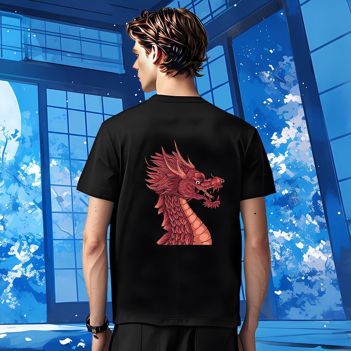 T-Shirts for Men 230g Cotton dragon Casual Beach Round Neck Short Sleeve Custom Anime Couples T Shirts Free Shipping Designer Tee Shirt