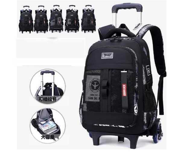 kids School Wheeled satchel School Trolley Bag on wheels For boys School Rolling Backpack bags with cart school bag teenagers Y240820