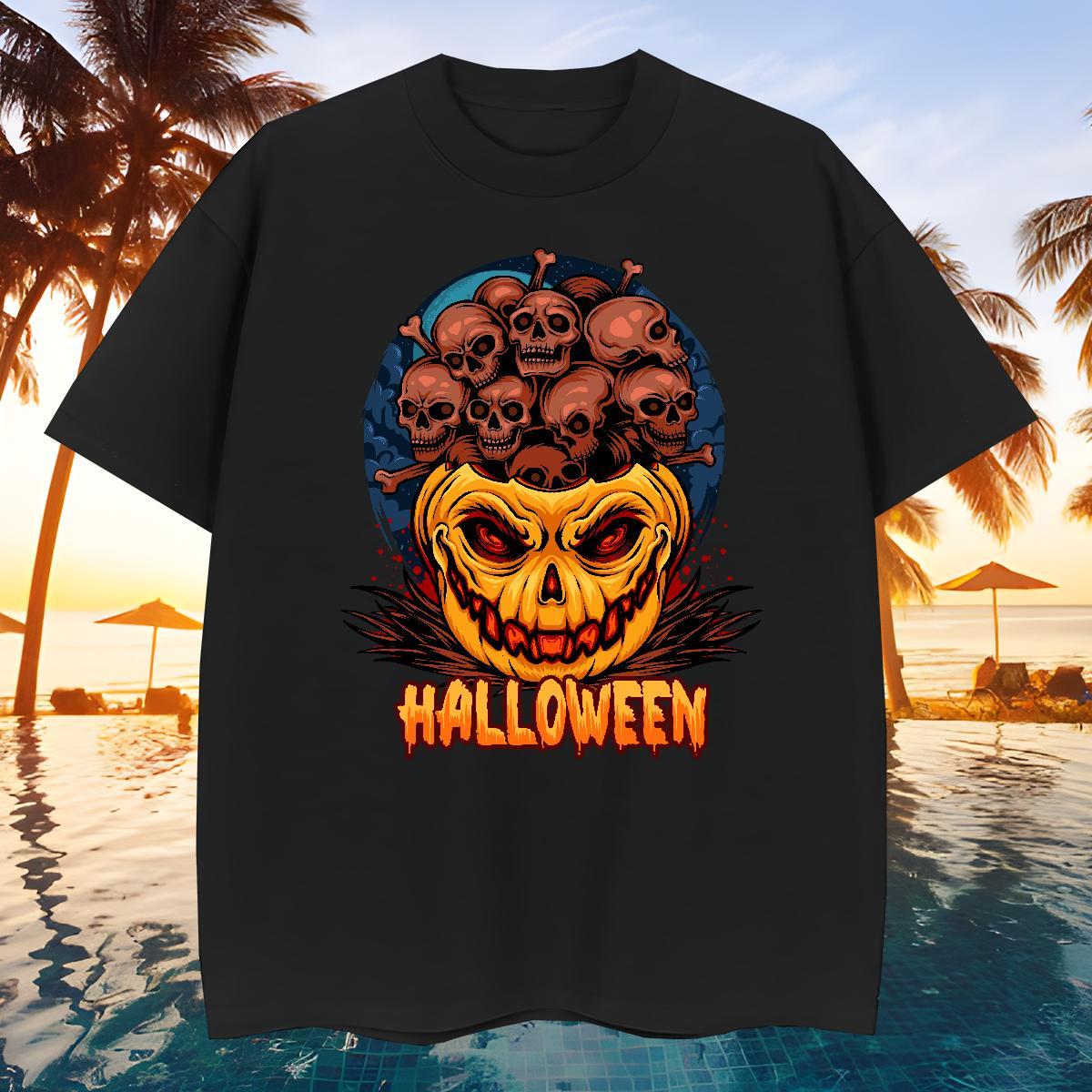 Cool Man T Shirts skull Breathable Crew Neck Outdoor Cartoon Print 230g 100% Cotton Men Tees Brand Tops Tees