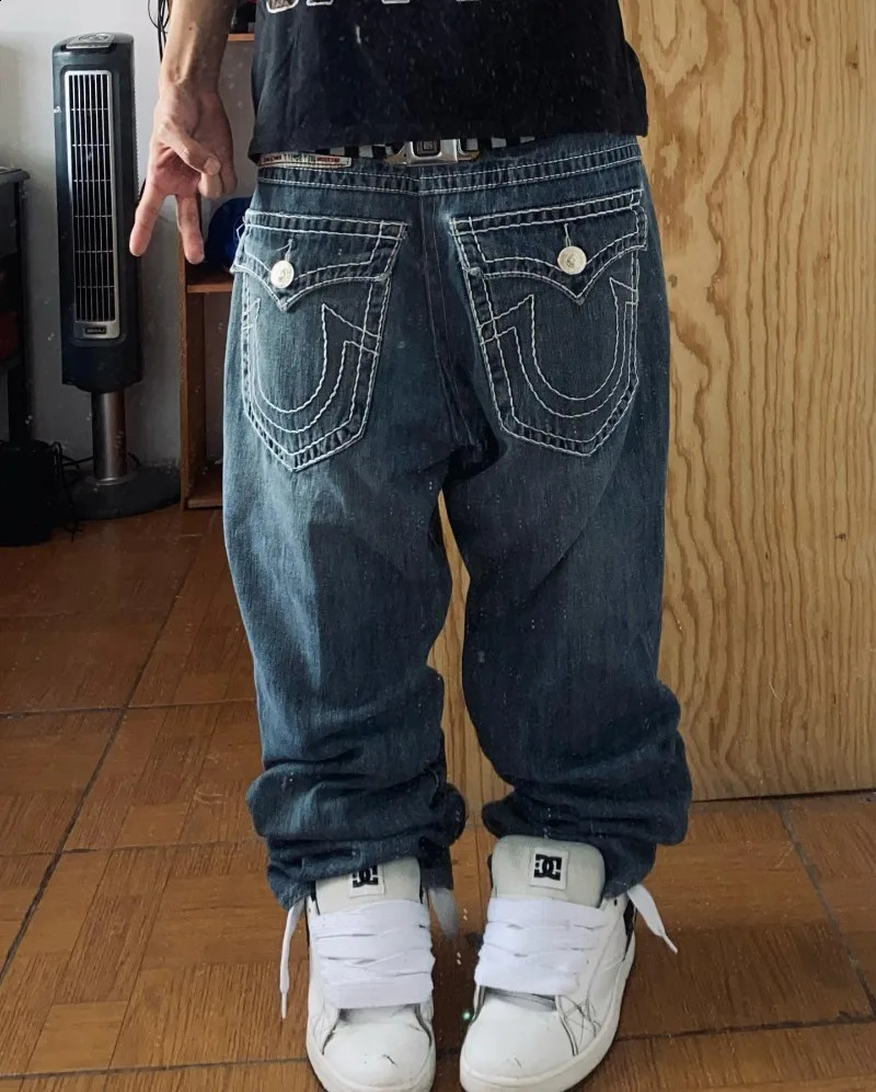 American Fashion Solid Color Washed Baggy Jeans Men Y2K Street Harajuku Vintage Gothic High Waist Wide Leg Trousers