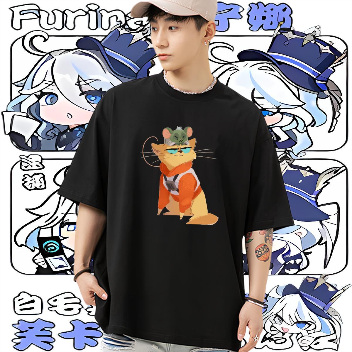 DIY Men Clothes T-Shirt cute Hip Hop 230g Pure Cotton Tees Shirts Breathable Crew Neck Loose Mens T Shirts DIY Logo Oversized
