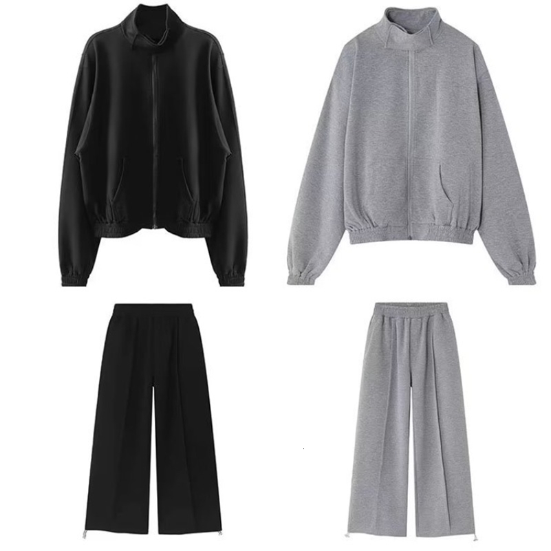 Autumn Sports Set Men Sports Cardigan Jacket and Jogging Wide Leg Pants Fashion Loose Fishing 2-piece Sets Unisex Tracksuits 240819