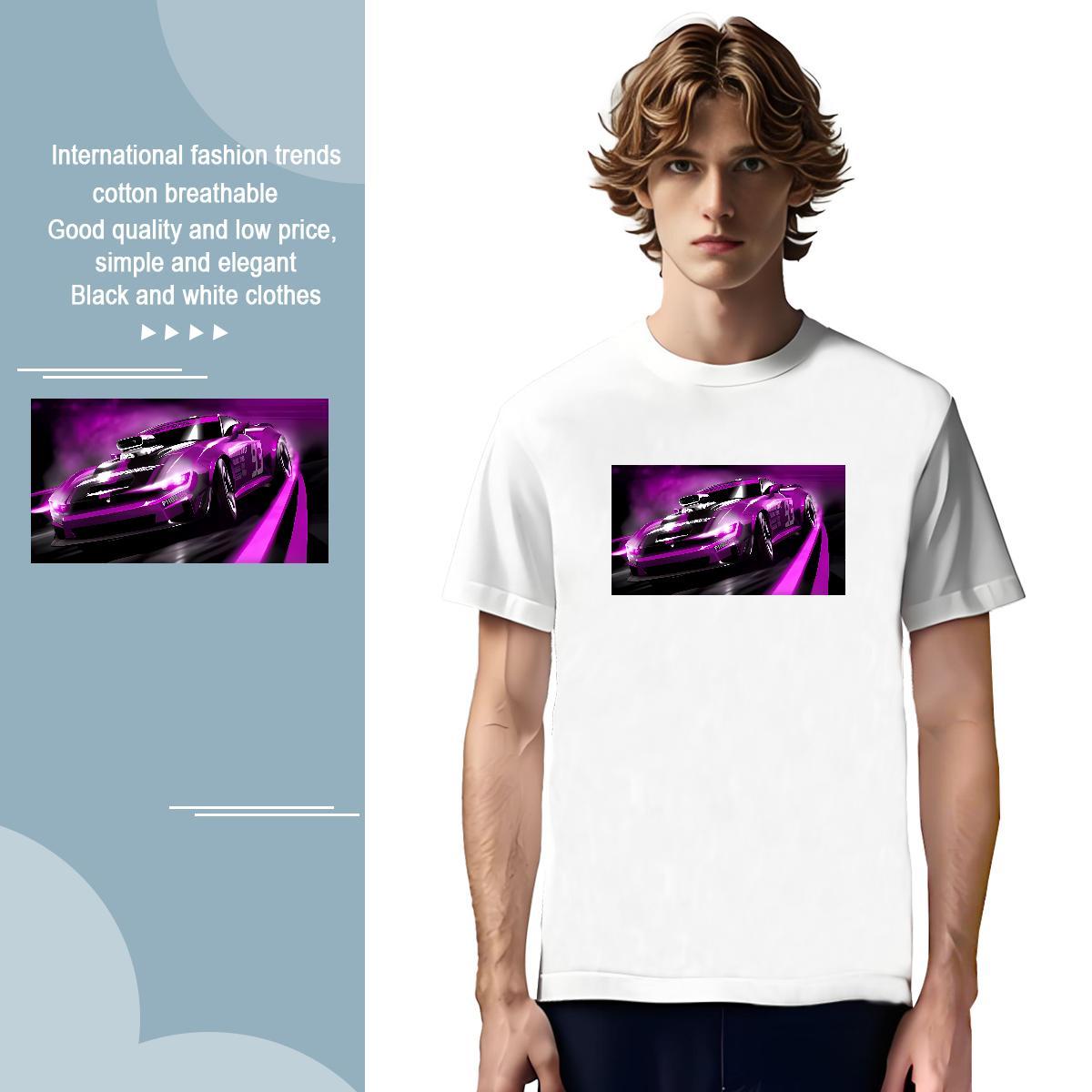 Comfortable car 230g Cotton Tshirts Summer Casual Breathable Short Sleeve Mens T Shirts Stylist DIY Logo Oversized Tops Shirt