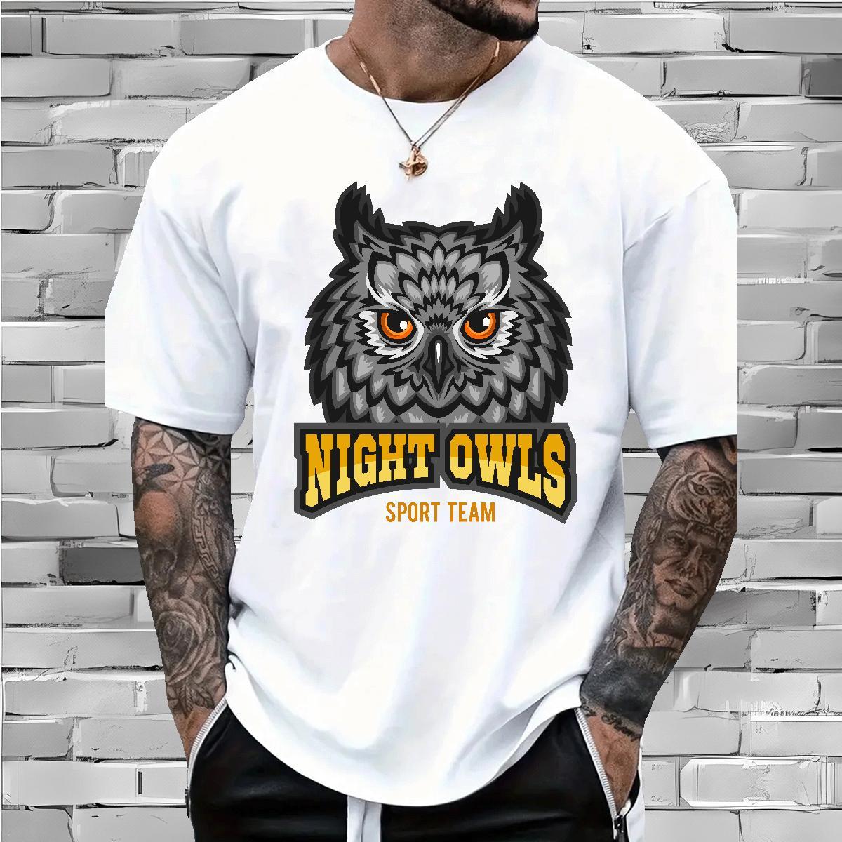 Unisex T Shirts Men owl Breathable Short Sleeve Beach Graphic 230g Pure Cotton Tshirt for Man Woman Designer Tees