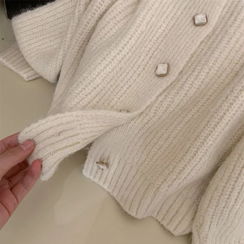 Womens clothing Korean fashion loose sweater jacket autumn casual simple fully matched knitted cardigan 240819
