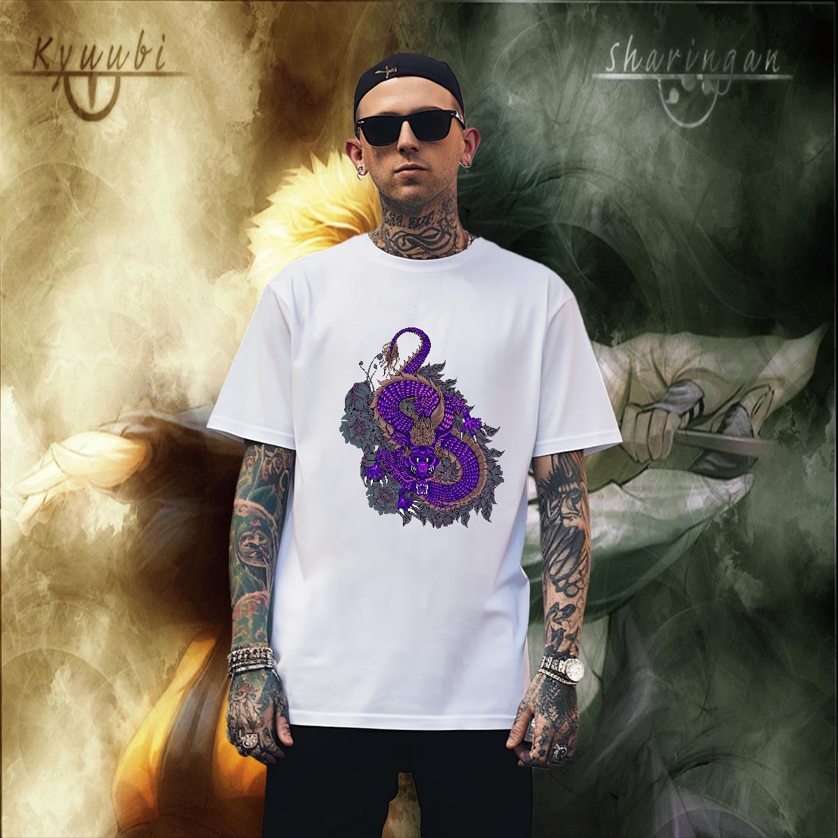 Designer Men Clothes T-Shirt Summer Casual 230g Pure Cotton DIY Anime Breathable Short Sleeve dragon Men T Shirts New Arrival Tshirts