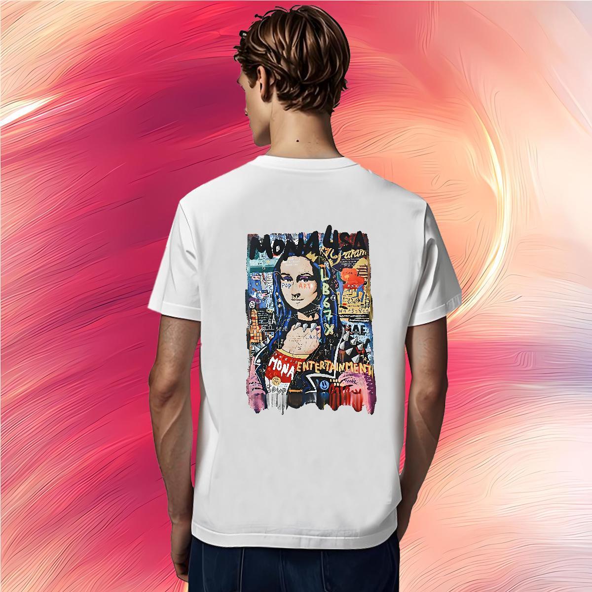 T-Shirts 100% Cotton 230g Mona Lisa Casual Daily Wear Short Sleeve Soft Customized Print Couples T Shirts Fashion Designer High Quality Clothings