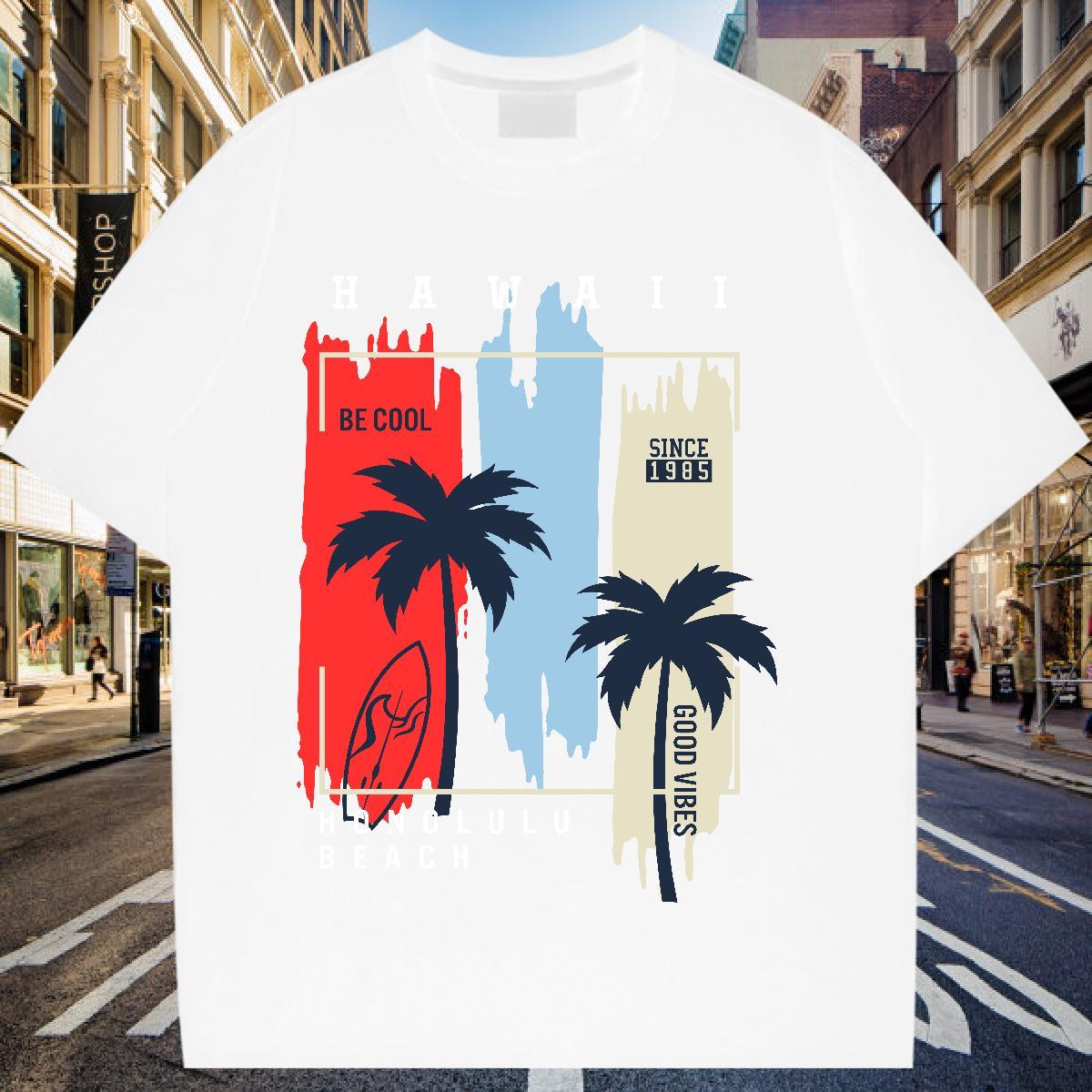Fashion Couples T Shirts Casual Beach O-Neck Short Sleeve Tee Shirt Brand 230g 100% Cotton tree Anime Oversized Women T Shirts