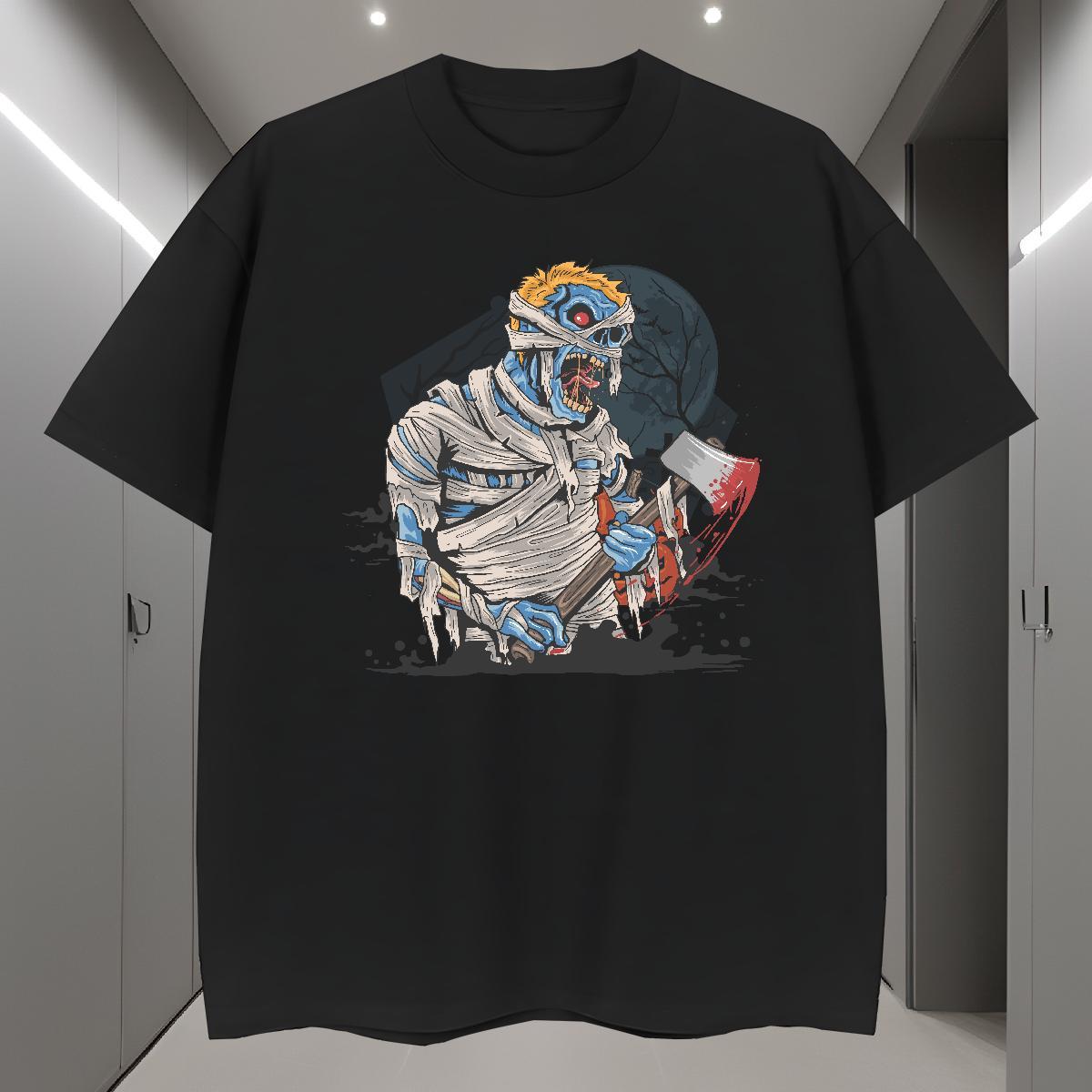 T-Shirts for Men 230g Cotton zombie Home Outdoor O Neck Short Sleeves Custom Printing Tshirts Classic Cool Top Tees