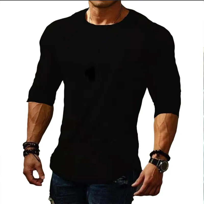Spring Summer Mens Fashion T Shirt Men Solid Color Slim Fit O-Neck Thin T Shirt Male Long Sleeve Top Tees Drop Xxl 240820