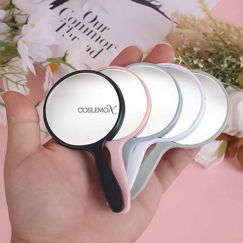 Mirror Cute with Handle Makeup DIY Small Round SPA Salon Compact Mirrors Cosmetic Simple Cute Pink White Makeup Mirror Y240819