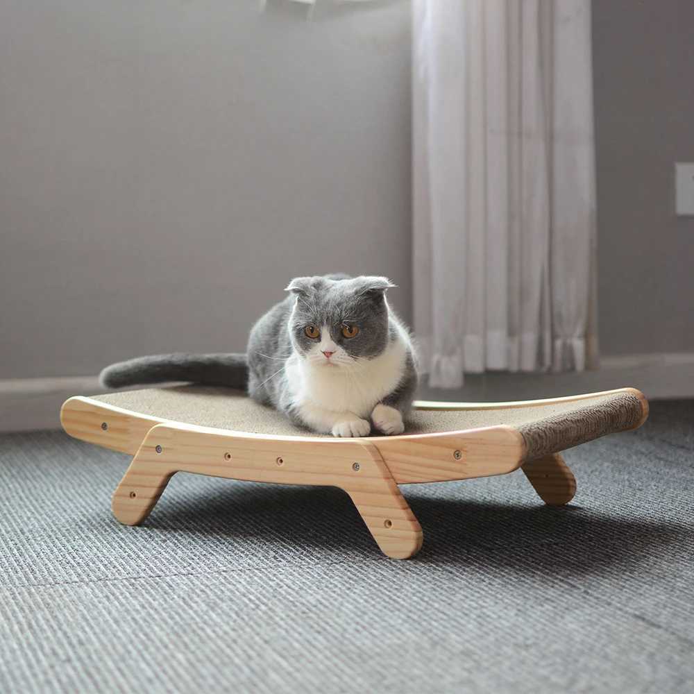 Wooden Cat Scratcher Scraper Detachable Lounge Bed 3 In 1 Scratching Post For Cats Training Grinding Claw Toys Cat Scratch BoardXJ240817