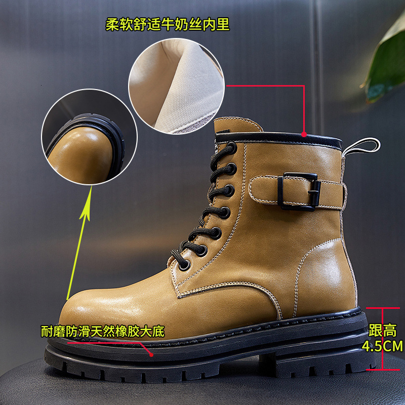Ddmysports Winter New British Style Martin Eel Thick Sole Casual Short Women S Mid Length Genuine Leather Boots Children OUTDOOR