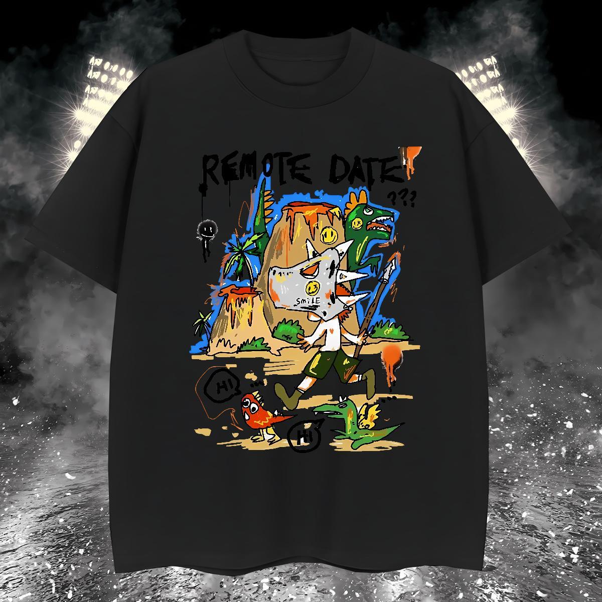 T-Shirts 230g Pure Cotton cartoon Hip Hop Street Breathable Short Sleeve Anime Print Tshirts 2024 DIY Loose Clothes
