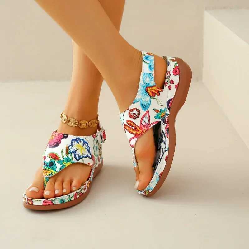 Women Sandals Orthopedic Wedge Heels Sandals 2024 Summer New Fashion Buckle Shoes for Women Beach Flip Flops Zapatos De Mujer CL240806