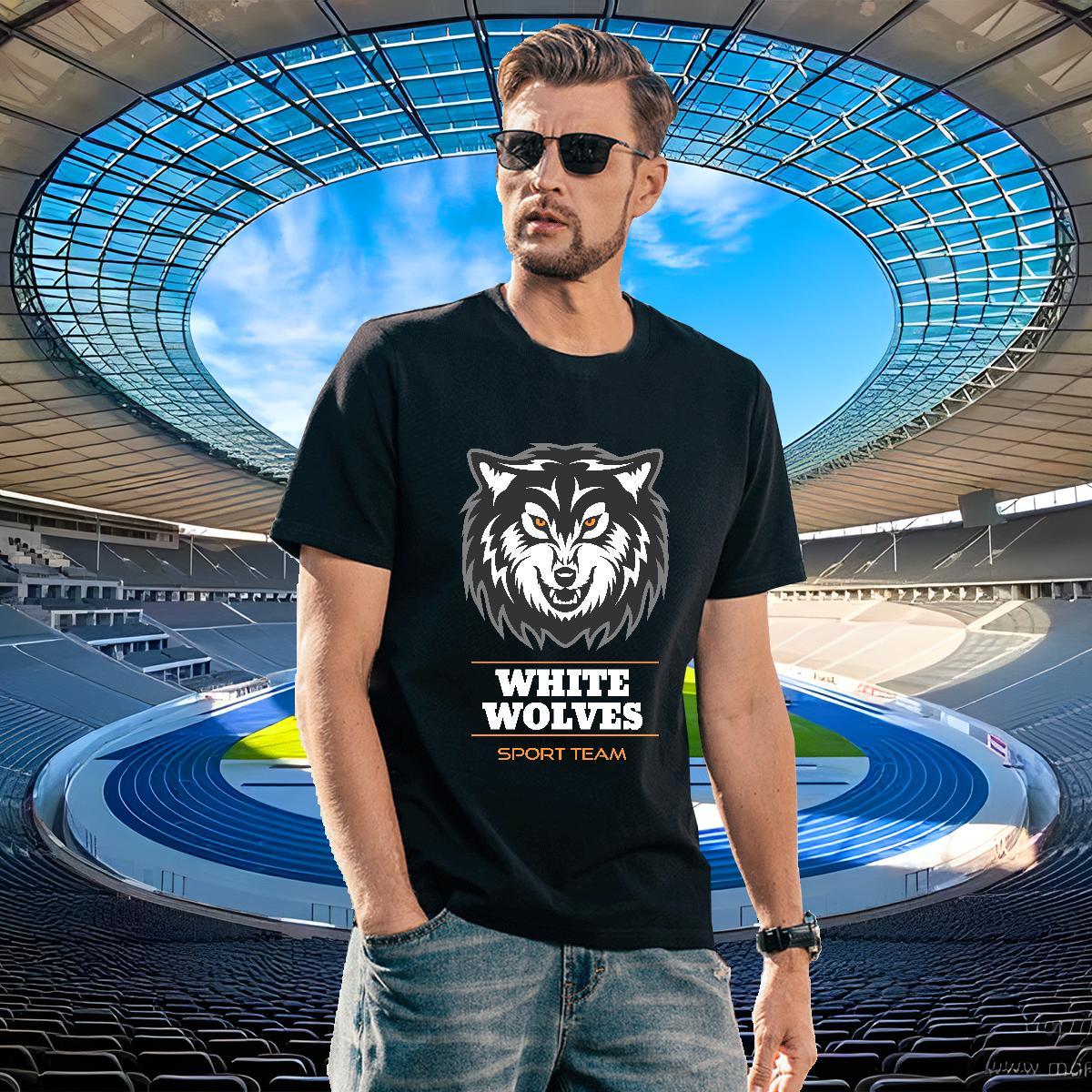 Comfortable Men Tops Tees Beach 230g Cotton DIY Anime Breathable Short Sleeve wolf T Shirt For Man Custom Top Tees