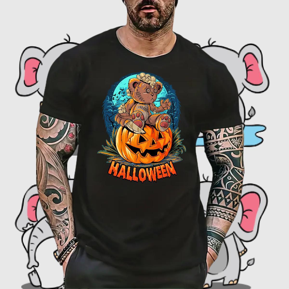 Customized pumpkin Tshirts 230g Pure Cotton Mens T Shirts Custom Print Oversized Sports Casual Breathable Short Sleeve Loose Tops