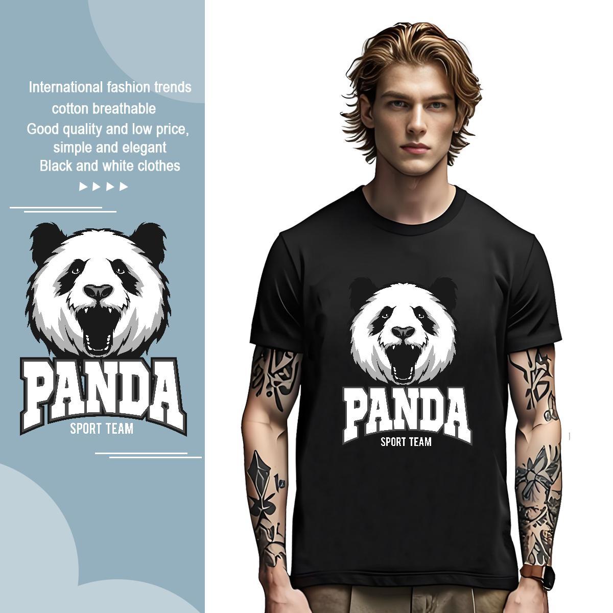 Classic T Shirt For Man panda Breathable Crew Neck High Street Hip Hop Black Oversized 100% Cotton 230g Men Clothes T-Shirt New Designer Tops Tees
