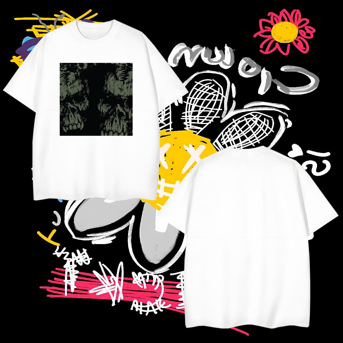 T-Shirts 230g Cotton scary Casual Daily Wear Breathable Short Sleeve Black Oversized Tshirts Fashion Design Comfortable Tees Shirts