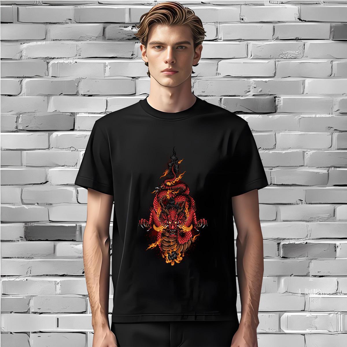 Men T Shirts 230g Cotton angry Street Breathable Short Sleeve Black Oversized Men Tops Tees Customized Cool Design Tshirts