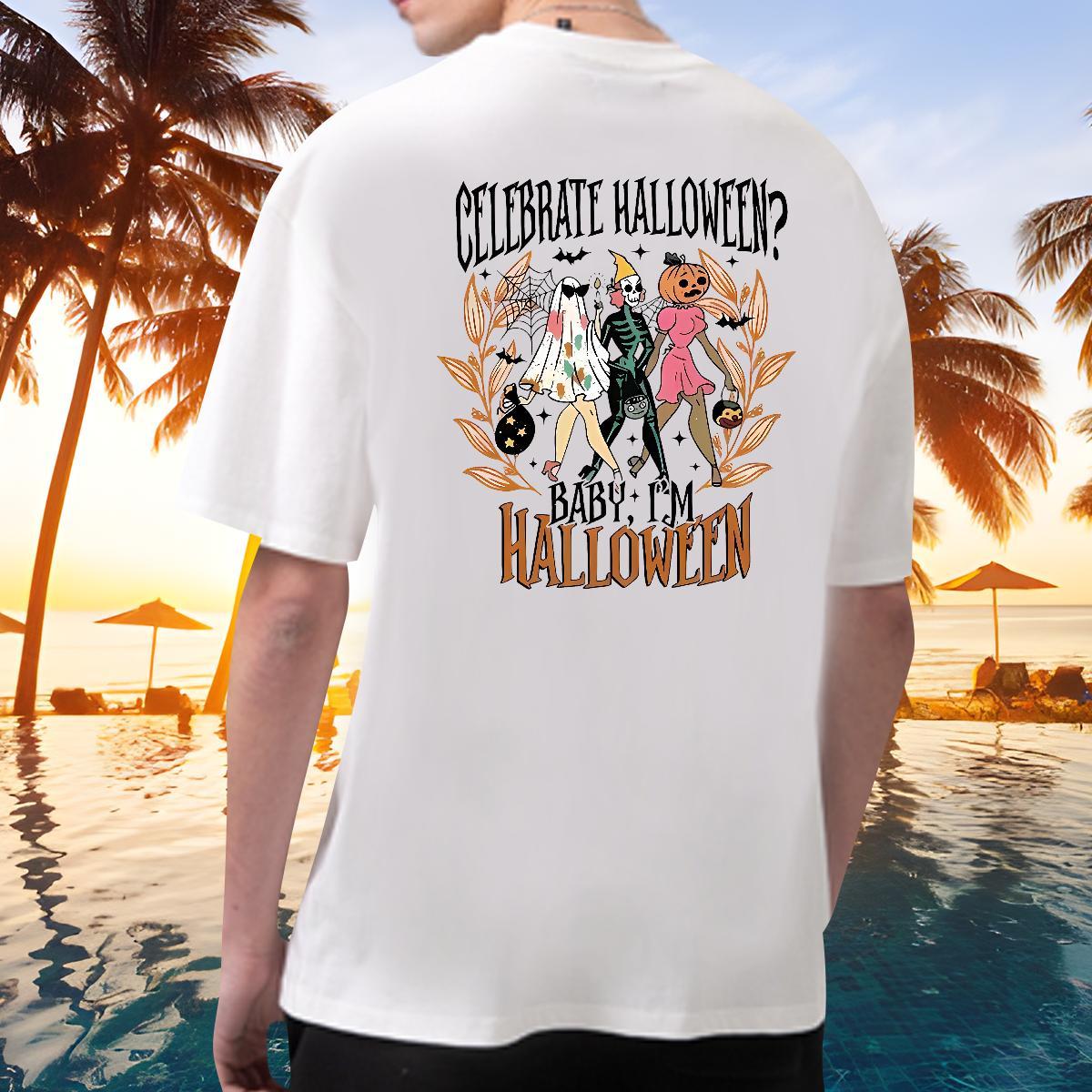 Soft Man T Shirts halloween Short Sleeve O-Neck High Street Hip Hop DIY Printed 230g Cotton Mens Tshirts New Arrival Tee Shirt
