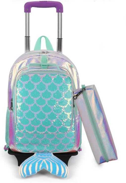 School Wheeled Backpack for girls Trolley Bag with Wheels Children school Rolling Backpack Bag Kids Travel luggage Trolley Bags Y240820