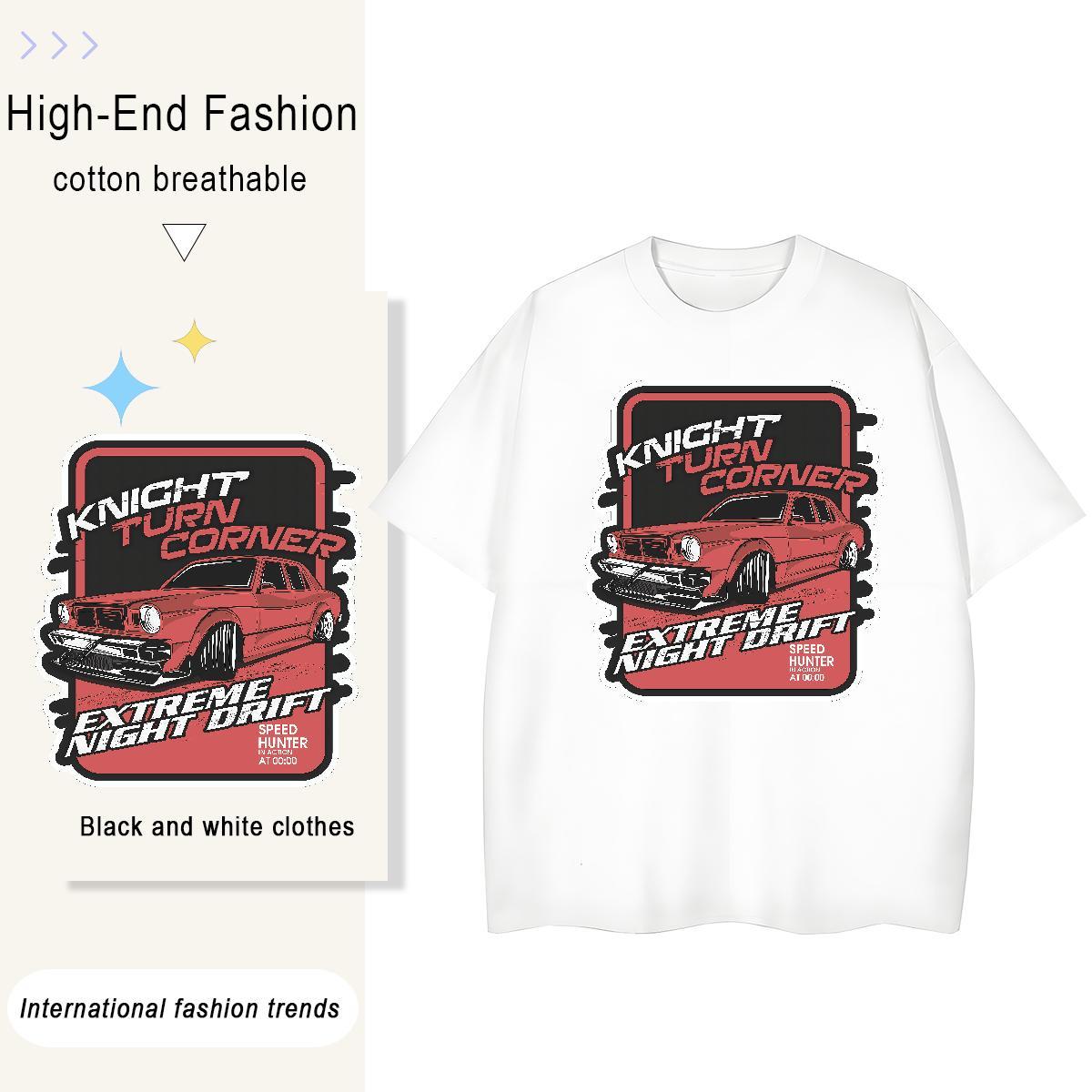 Loose Fit car 230g 100% Cotton Men Tshirts Casual Beach Breathable Short Sleeve Man T Shirts Brand Anime Top Tees